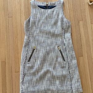 Lilla P Textured Tweed Dress in Gray and White